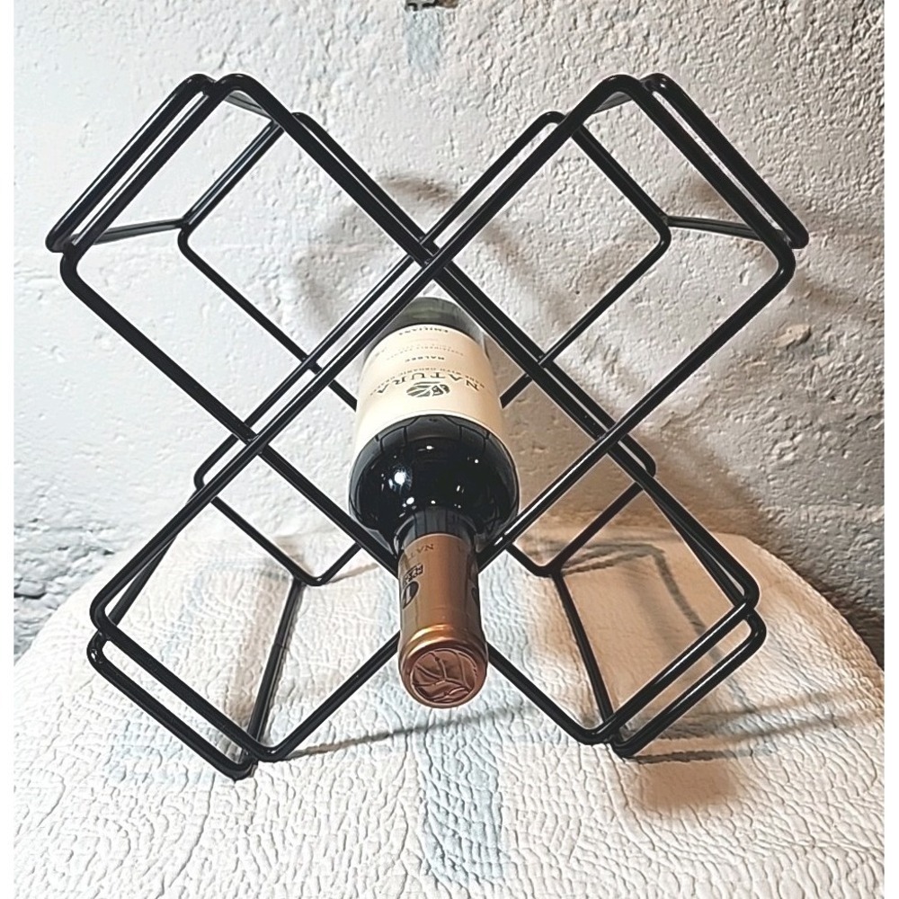 Black Metal Modern Wine Rack Holds 6 Bottles Wine Storage Holder